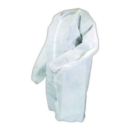 Keystone Safety SMS Lab Coat, No Pockets, Elastic Wrists, Snap Front, Single Collar, White, 4XL, 30/Case LC0-WE-SMS-4XL